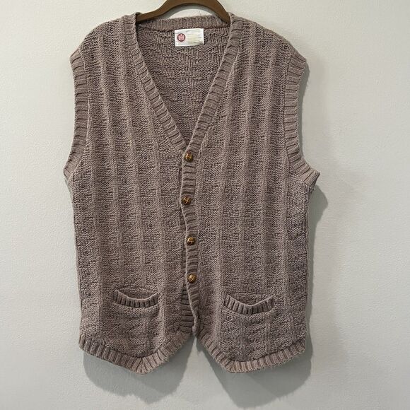 Kings Road Sears Sweater Vest Cardigan Mens Large Brown Orlon Acrylic Academia - Picture 1 of 7